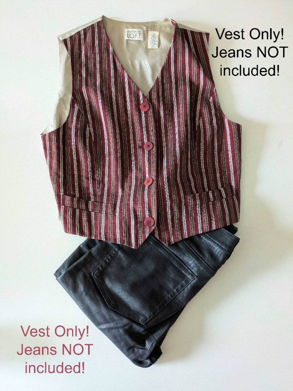 Vintage Ann Taylor Loft Striped Linen Blend Vest Size 8 | Versatile capsule chic - Picture 9 of 13